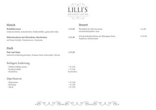 Lillis Speisekarte - zweite Seite